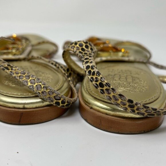 Vince Camuto VC-AMI Sandals in 7.5 snakeskin gold amber rhinestones - Picture 10 of 13